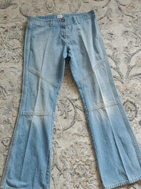 Women Light Wash Denim Patchwork Flare Vintage-y2k Jeans